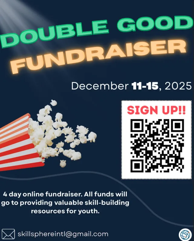 Double Good popcorn fundraiser flyer, December 2025.