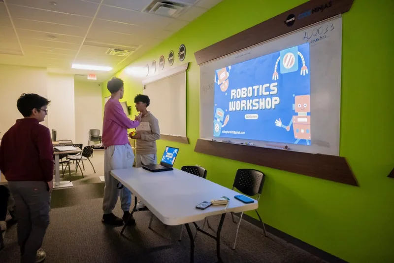 A SkillSphere robotics workshop in progress at Code Ninjas.
